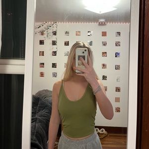 green tank top